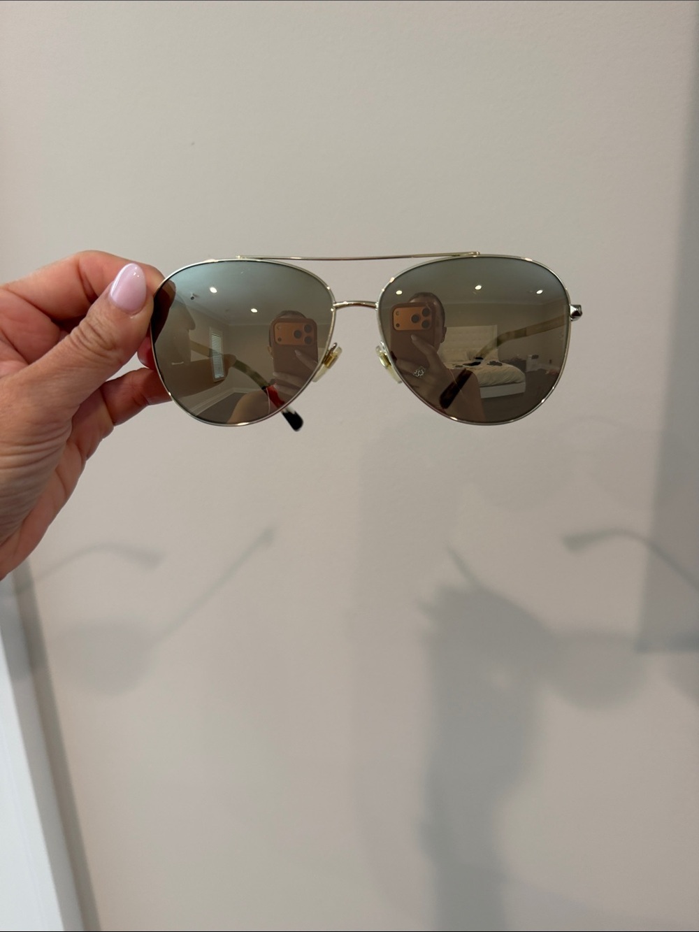 Valentino Gold Metal Aviator Sunglasses with Brown-Green Gradient Lenses